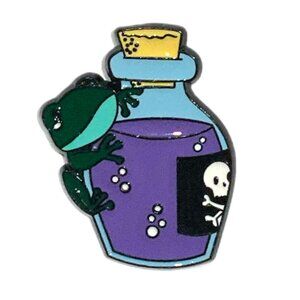 Whimsical Frog Poison Potion Bottle Enamel Pin Brooch Fairy Goth Witchy